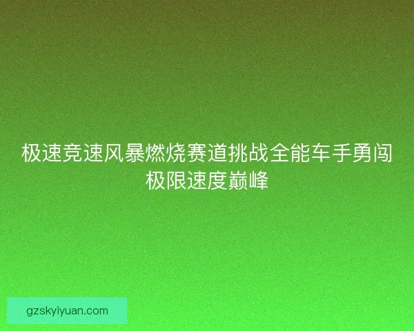 极速竞速风暴燃烧赛道挑战全能车手勇闯极限速度巅峰